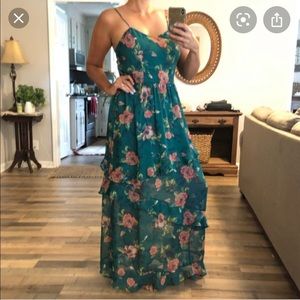 Xhilaration green floral maxi dress